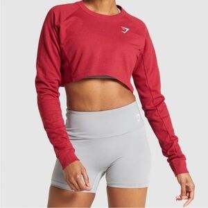 Gymshark Training Cropped Sweater Burgundy Size Small